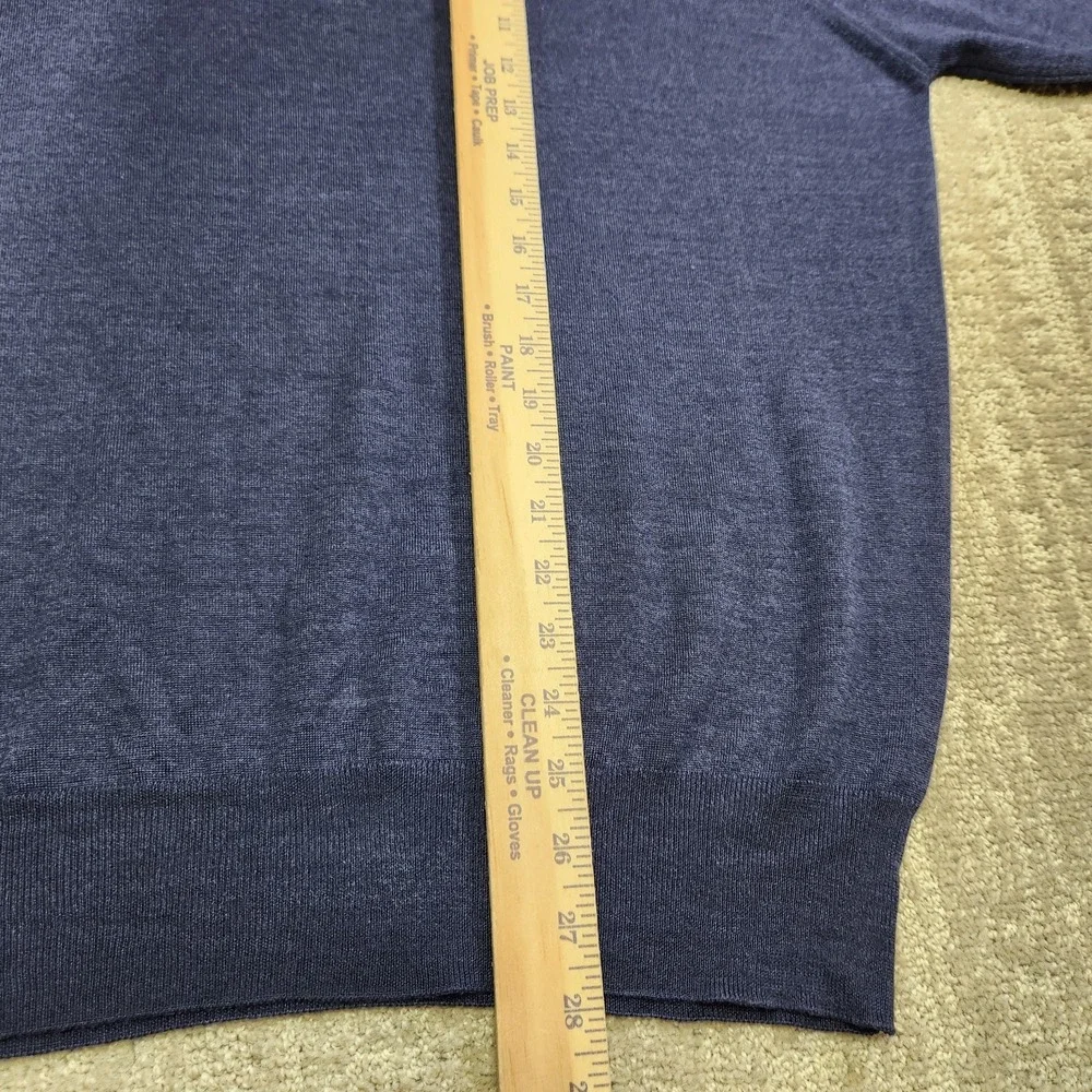 Peter Millar Sweater *READ* Men Large XL Silk Linen Blend Knit 1/4 Zip Blue